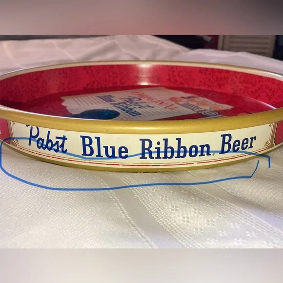 VINTAGE ORIGINAL PABST BLUE RIBBON BEER METAL BEER SERVING TRAY 1960's 13" - Picture 12 of 12